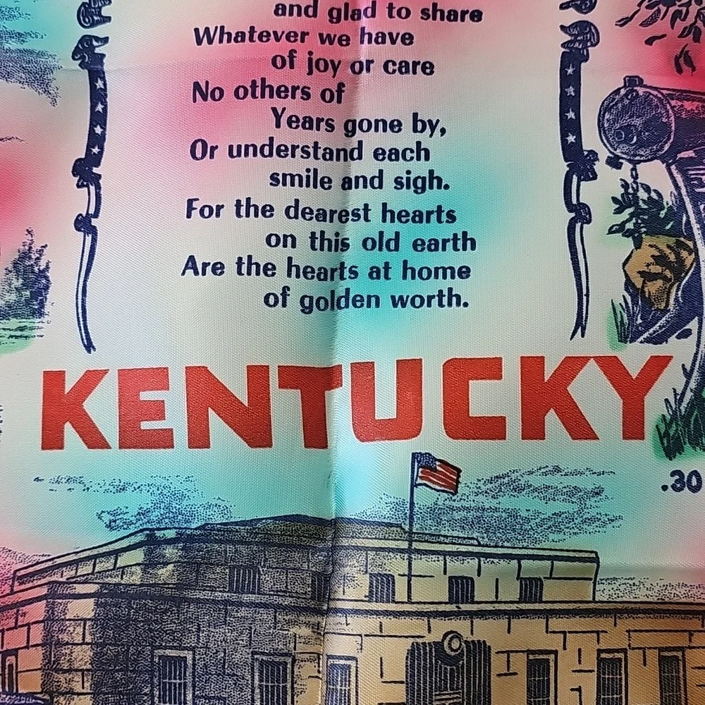 Vintage Fort Knox Kentucky Souvenir Silky Satiny Square Pillowcase EUC